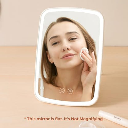 NEZZOE Portable Lighted Makeup Mirror, 1500mAh Battery, 9"x6" - color: 9.4"x6.6" White