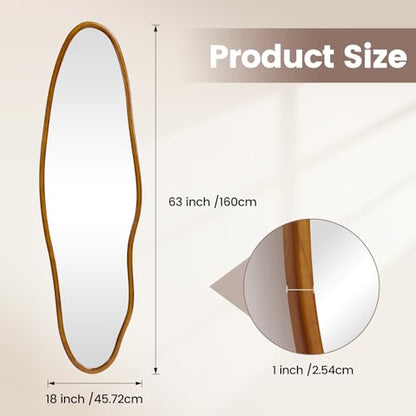Irregular Full Length Mirror, Modern Aesthetic Full Body Mirror - size: 63"L x 18"W