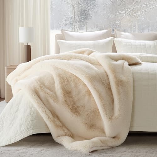 EverGrace Faux Chinchilla Fur Throw Blanket, 50"x60", Arctic White - color: Arctic White, size: 50"x60"