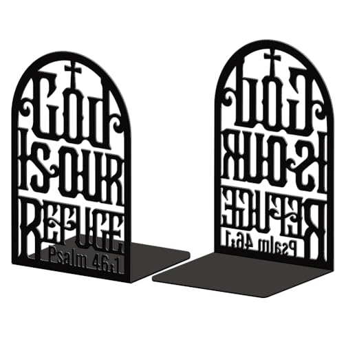 Peacoblue 5.3"x4.3"x7.9" Metal Bookends, Heavy Duty Book Ends for Shelves - style: Bible