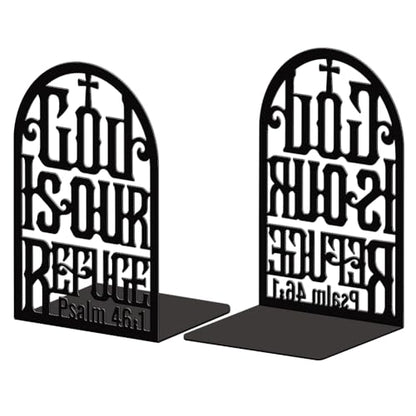 Peacoblue 5.3"x4.3"x7.9" Metal Bookends, Heavy Duty Book Ends for Shelves - style: Bible