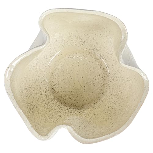 Bloomingville 7.25 Inches Stoneware Ruffled Planter with Sand Finish and Reactive Glaze, Holds 4 Inches Pot, White