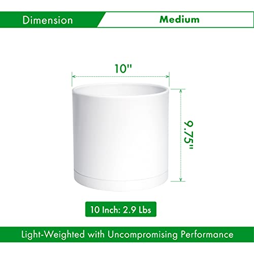 D'vine Dev Plastic Planter Pot with Saucer, 10 in, White Color, 74-X-A-2 - color: Matte White, size: 10"