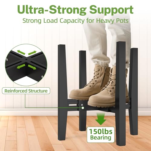 iDavosic.ly Adjustable Bamboo Plant Pot Stand, Fits 8-12 In Planter, Black - color: Bamboo Black, size: 1 Pack