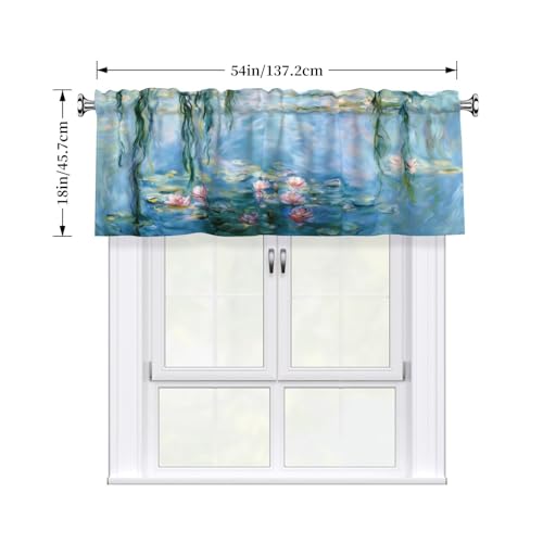 Flowers Curtain Valance 54x18 Inches Window Treatment Rod Pocket Valance for Kitchen Bathroom Bedroom - color: Flowers