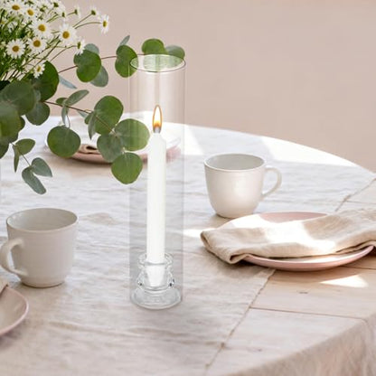 Garvee 6-Pack Glass Hurricane Candle Holders, 12" Tall Clear Candleholder Chimney Tube, 2.2" Taper Candlestick Holder with Cylinder Sleeves for Wedding Christmas Birthday Decor