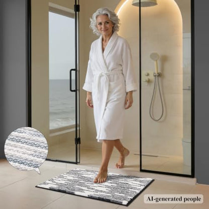 BSICPRO Bathroom Rugs Sets 2 Piece, Modern Bath Mat 20"x32"+16"x24", Black - color: Black and White, size: 20" x 32" Plus 16" x 24"