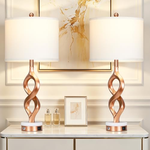 Cinyirong 30" Tall Rose Gold Table Lamps Set of 2 for Living Room & Bedroom - color: Rose Gold (2 Pack)