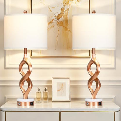 Cinyirong 30" Tall Rose Gold Table Lamps Set of 2 for Living Room & Bedroom - color: Rose Gold (2 Pack)