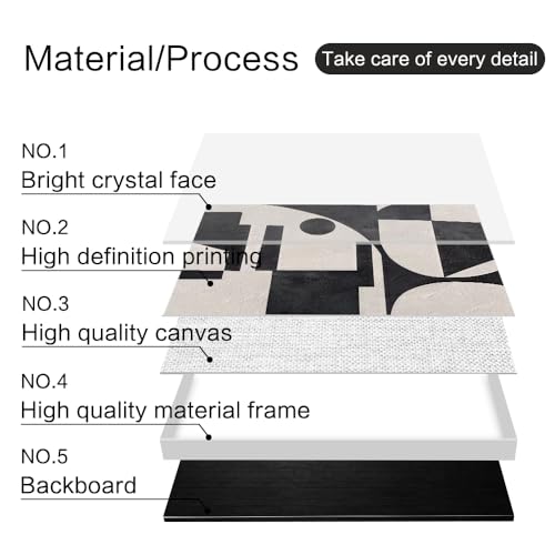 QKF 3Pcs Black White Geometric Textured Crystal Framed Canvas Wall Art Set - color: Retro Black And White, size: 16" X 24" X 3 pieces