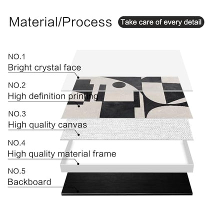 QKF 3Pcs Black White Geometric Textured Crystal Framed Canvas Wall Art Set - color: Retro Black And White, size: 20" X 28" X 3 pieces