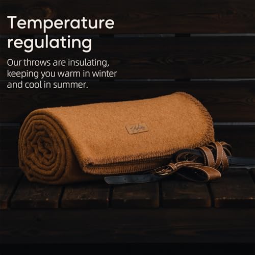 Molithe 100% Wool Blanket, 62" x 48", Warm, Thick, Military, Camping Gear - color: Dark Camel, size: Medium