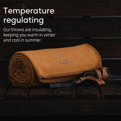 Molithe 100% Wool Blanket, 62" x 48", Warm, Thick, Military, Camping Gear - color: Dark Camel, size: Medium