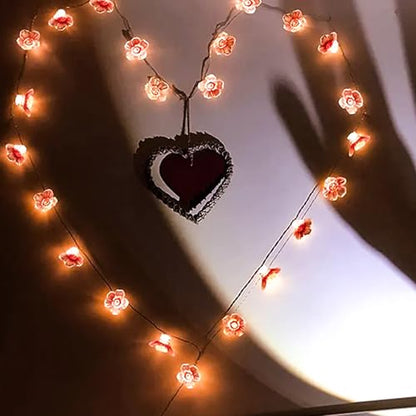 USB & Battery Powered 10ft 30 LED Cherry Blossom String Lights Party Decor - color: 13ft Pink Flower Lights