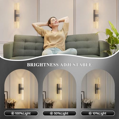 camuucci Battery Operated Wall Sconces Set of 2, Rechargeable Wall Lights - color: Black, size: 15.3 Inches