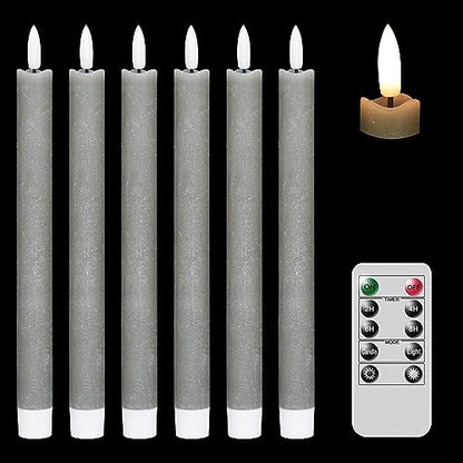 GenSwin Flameless Taper Candles LED Battery Operated Remote Timer Grey - color: 6-Grey