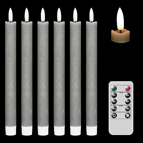 GenSwin Flameless Taper Candles LED Battery Operated Remote Timer Grey - color: 6-Grey