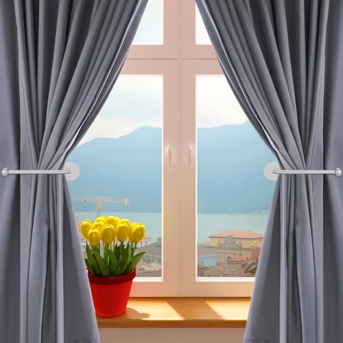 CroBlissful 2 Pcs Adhesive Curtain Holdbacks No Drill Window Hook,Silver - color: Silver