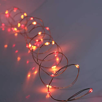 QBIS Christmas Lights Battery Operated, Red & Orange, 40 Micro LEDs 6.5ft - size: 1PK-40 Red,Orange