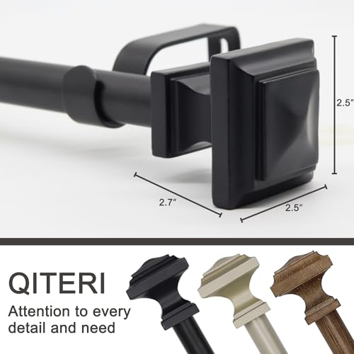 1 Pack Boho Rustic Adjustable Wood Curtain Rod 32-88 Inch, Black - color: Black, size: 32'' - 88'' (1 Pack)