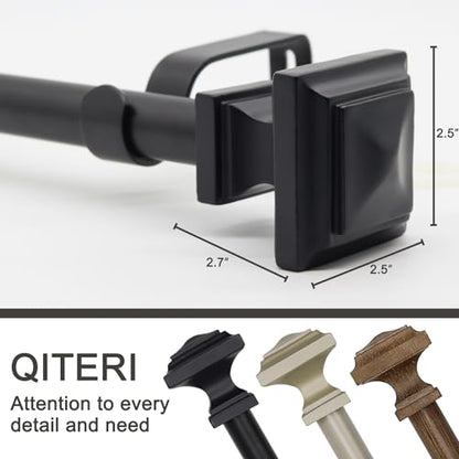 1 Pack Boho Rustic Adjustable Wood Curtain Rod 32-45 Inch, Black - color: Black, size: 32'' - 45'' (1 Pack)
