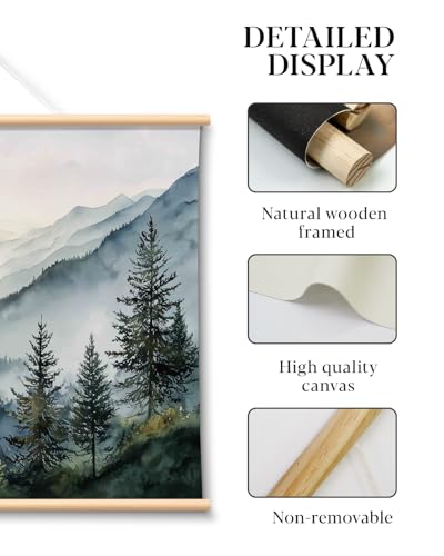 HUARCEY Extra Large Mountain Canvas Wall Art Nature Scenery Picture 36x54In - color: Misty Mountains, size: 54"L x 36"W