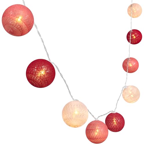 3M/10Ft 30 Red White Ball LED Battery Operated String Fairy Light - color: Red