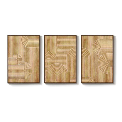 Framed 3D Wood Abstract Modern Textured Wall Decor Living Room, 24x36 Inch - color: Neutral