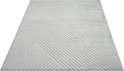 Abani Neutral Grey Area Rug 5' x 8' for Living Room, Bedroom - Criss Cross Line Zen Reiki Pattern - Durable & Easy to Clean - color: Grey, size: 5' x 8' (Rectangular)