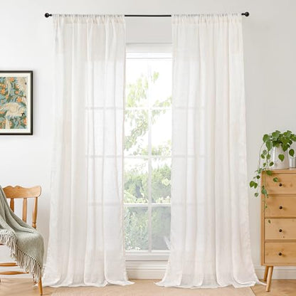 BGment 42X84 Inches Long Linen Curtains for Living Room 2 Panels Set - color: Linen, size: 42"W x 84"L (Pack of 2)