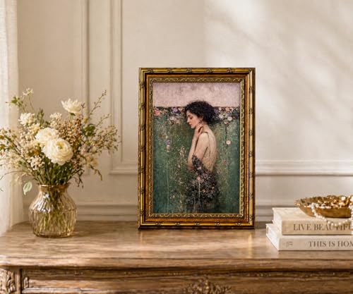 dzbLuck Ophelia Wall Art Gold Frame, Dark Academia Gothic Female Portrait - color: RetroWomen, size: 12"L x 16"W