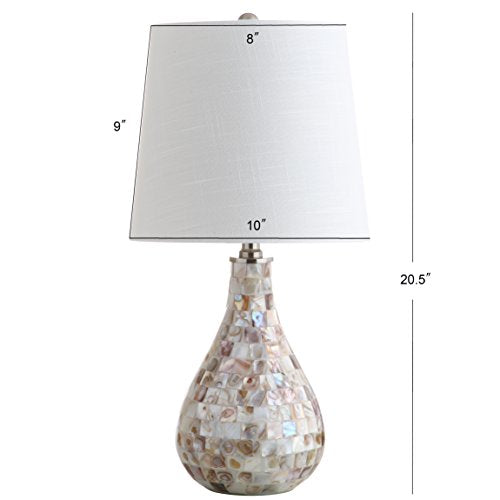 JONATHAN Y Mona Coastal Mini LED Table Lamp 20.5" Bedside, Seashell - color: Seashell