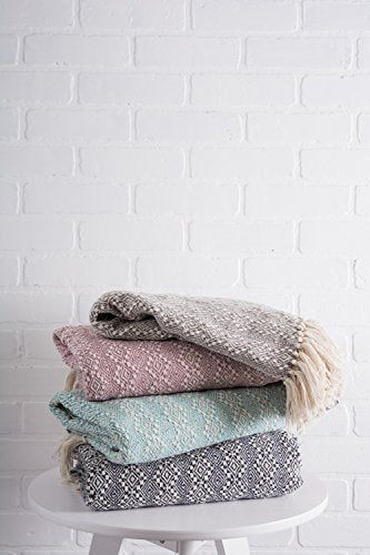 DII Diamond Stitch Woven Throw, Organic Modern, 50 x 60, Rose - color: Rose