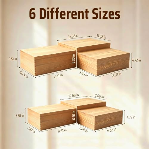 6 Pack Buffet Risers and Stands, Dessert Table Display Set with Mini Signs - color: Beige, size: 6 Pcs A