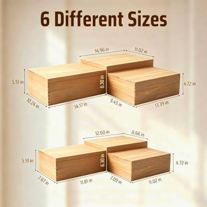 6 Pack Buffet Risers and Stands, Dessert Table Display Set with Mini Signs - color: Beige, size: 6 Pcs A