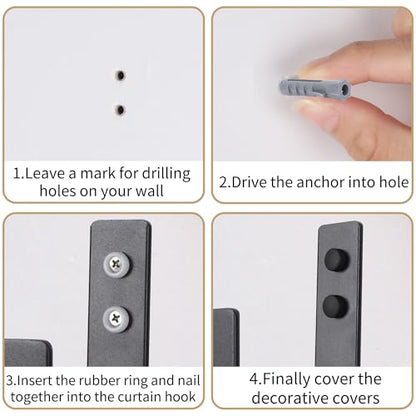 Groleca 2 Pack Curtain Holdbacks Curtain Tiebacks Wall Mount, Black - color: Black