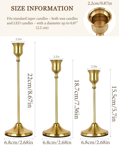 Gold Candlestick Holders Set of 6 Weighted Stable Base - color: Gold, size: Set of 6