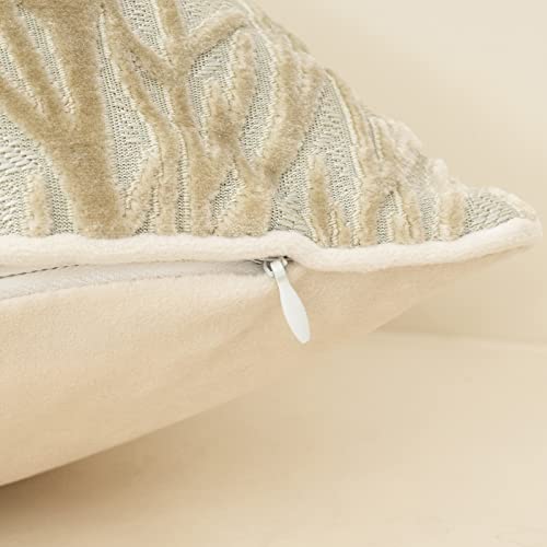 Yangest Beige Throw Pillow Cover Velvet Cushion Cover Branches Rectangular Neutral Pillowcase for Sofa Couch Bedroom Living Room, 12x20 Inch - color: Beige, size: 20" x 12" (Pack of 1)