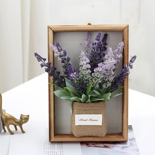 Wall Planter Vase with Ceramic Pot 3D Wooden Wall Art Hanging Vases for Flowers, Indoor Wall Plant Holder for Home Decor, Wall Mounted Frame for Dried/Fresh Plants-Purple Lavender - color: Purple Lavender