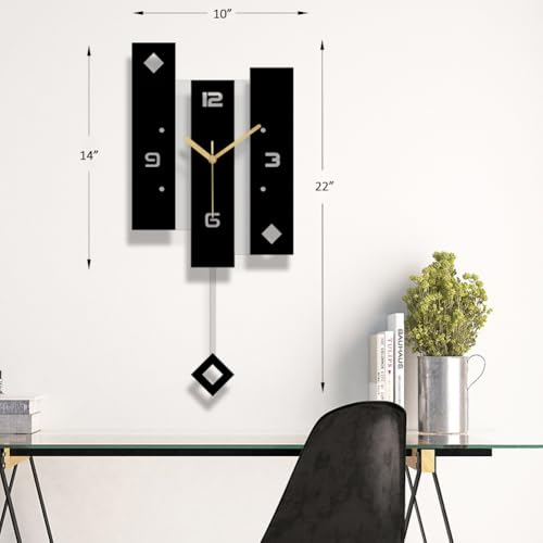 SHISEDECO Creative Mute Modern Acrylic Pendulum Wall Clock Black and White