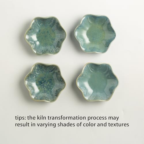 Ceramic Ring Dish, Jewelry Trinket Tray for Rings and Earrings - color: Cyan Surface