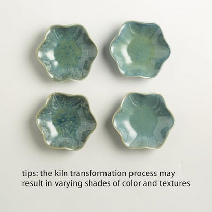 Ceramic Ring Dish, Jewelry Trinket Tray for Rings and Earrings - color: Cyan Surface