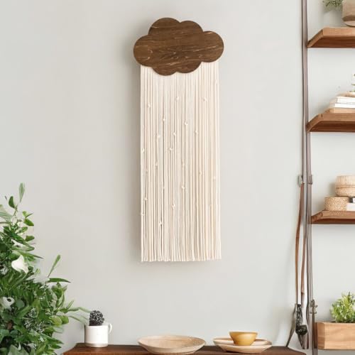 Ansley&HosHo Macrame Wall Hanging, Boho Woven Tapestry, Modern Tassel Wall Decor, Handmade Wall Art Tapestry for Bedroom, Living Room, Home, Bohemian Apartment Decoration Ornament Craft (White Cloud) - color: White Cloud