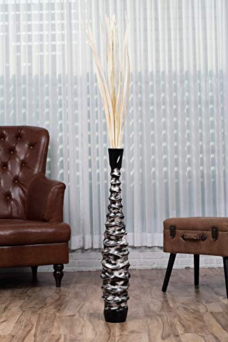 Leewadee Large Floor Vase 34 inches Mango Wood for Pampas Grass, Dried Flowers - color: Black, White, size: 34 inches