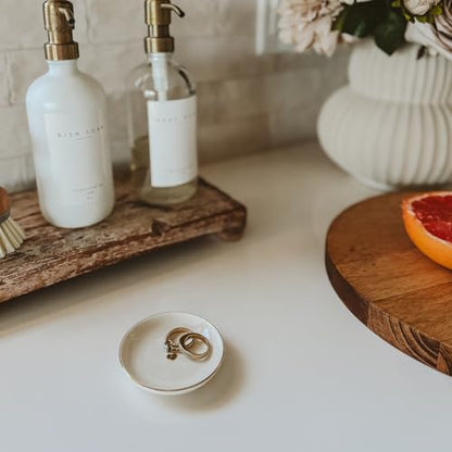 Sweet Water Decor Gold Heart Jewelry Dish Tray - Elegant Ceramic Ring Dish for Home Decor, Bridal Parties, Jewelry Storage, Rings, and Earrings Organizer - style: Gold Heart