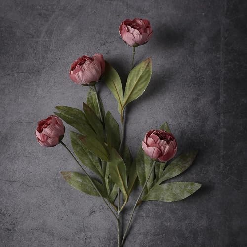 6 Pcs 27" Faux Silk Peony Artificial Flowers Stems for Vase (Warm Pink) - color: Warm Pink