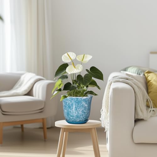 Ceramic Pots for Plants, 5.6 Inch Plant Pot with Drainage, Blue - color: Gemstone Blue, size: 6 Inch