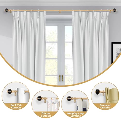Ceramic Curtain Rods for Windows 66 to 120 Inch 1 Inch Adjustable - color: Gold Black, size: 66"-120"