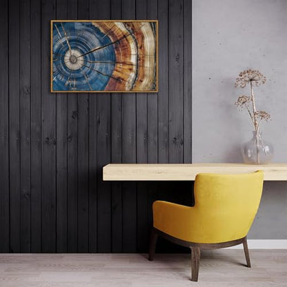 BingruiArt Faux Wood Tree Ring 02 Canvas Wall Art 16x24 Framed - color: Tree Ring - 02, size: 24"L x 16"W