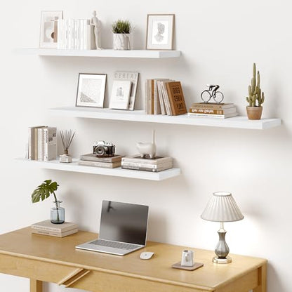 Vivelove 36" Floating Shelves 10 inch Deep, Set of 2, White - color: White, size: 35.4”wx10.2”dx1.5”h